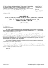 Statement by the Delegation of Italy on the OSCE Talent Acquisition Programme “Strengthening the Preparation of High-potential Candidates”, held in Pisa, Italy, from 23 to 27 October 2023