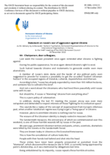 Statement by the Delegation of Ukraine on the Russian Federation’s ongoing aggression against Ukraine