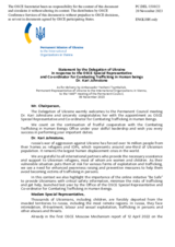Statement by the Delegation of Ukraine in response to the report by the Special Representative and Co-ordinator for Combating Trafficking in Human Beings, Dr. Kari Johnstone