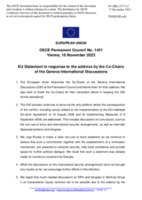 Statement by the Spanish EU Presidency in response to the address by the Co-chairs of the Geneva International Discussions
