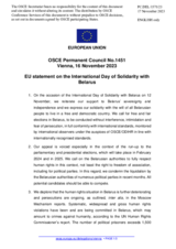 Statement by the Spanish EU Presidency on the International Day of Solidarity with Belarus, observed on 12 November 2023