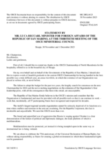Statement by H.E. Mr. Luca Beccari, Minister of Foreign Affairs