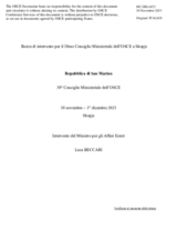 Statement by H.E. Mr. Luca Beccari, Minister of Foreign Affairs