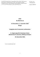 Statement by H.E. Dominique Hasler,	Minister of Foreign Affairs, Education and Sport