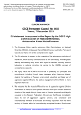 Statement by the Spanish EU Presidency in response to the report by the High Commissioner on National Minorities, Ambassador Kairat Abdrakhmanov
