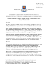 Statement by the Delegation of Norway in response to reports by the OSCE Chairperson’s Personal Representatives on Tolerance and Non-Discrimination