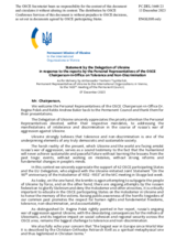 Statement by the Delegation of Ukraine in response to reports by the OSCE Chairperson’s Personal Representatives on Tolerance and Non-Discrimination