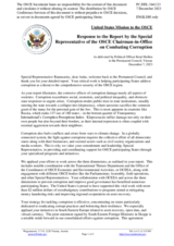 Statement by the Delegation of the United States of America in response to the report by the Special Representative of the OSCE Chairman-in-Office on Combating Corruption, Prof. Anita Ramasastry