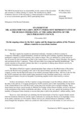 Statement by the Delegation of the Russian Federation on ongoing crimes by the Kiev regime and dangerous policies of the Western alliance to exacerbate tensions