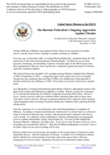 Statement by the Delegation of the United States of America on the Russian Federation’s ongoing aggression against Ukraine