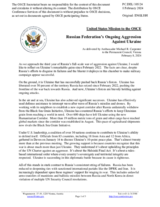 Statement by the Delegation of the United States of America on the Russian Federation’s ongoing aggression against Ukraine