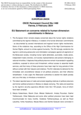 Statement by the Belgian EU Presidency on concerns related to human dimension commitments in Belarus