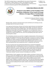 Statement by the Delegation of the United States of America in response to the address by the President of the Committee of Ministers of the Council of Europe, Minister of Foreign Affairs, Education and Sport of Liechtenstein, H.E. Ms. Dominique Hasler