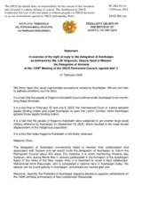 Statement by the Delegation of Armenia in response to the statement by the Delegation of Azerbaijan