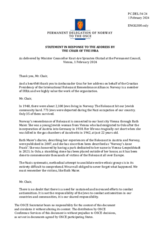 Statement by the Delegation of Norway in response to the address by the Chair of the International Holocaust Remembrance Alliance