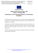 Statement by the Belgian EU Presidency on the elections to the European Parliament, to be held from 6 to 9 June 2024