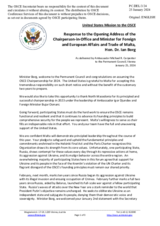 Statement by the Delegation of the United States of America in response to the opening address by the Chairperson-in-Office and Minister for Foreign and European Affairs and Trade of Malta, Hon. Dr. Ian Borg