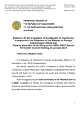 Statement by the Delegation of Kazakhstan in response to the opening address by the Chairperson-in-Office and Minister for Foreign and European Affairs and Trade of Malta, Hon. Dr. Ian Borg