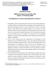 Statement by the Belgian EU Presidency on recent developments in Kosovo
