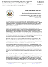 Statement by the Delegation of the United States of America on recent developments in Kosovo