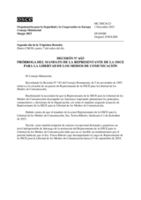 DECISION No. 6/23 EXTENSION OF THE APPOINTMENT OF THE OSCE REPRESENTATIVE ON FREEDOM OF THE MEDIA