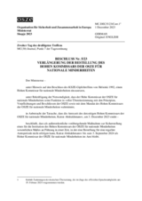 DECISION No. 5/23 EXTENSION OF THE APPOINTMENT OF THE OSCE HIGH COMMISSIONER ON NATIONAL MINORITIES