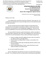 Statement by the Delegation of the United States of America on the Russian war of aggression against Ukraine