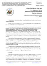 Statement by the Delegation of the United States of America in response to the opening statement by H.E. Dr. Constantinos Kombos, Minister of Foreign Affairs of the Republic of Cyprus