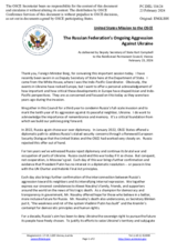 Statement by the Delegation of the United States of America on the Russian Federation’s ongoing aggression against Ukraine