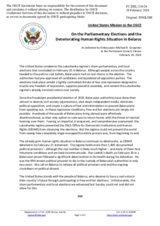Statement by the Delegation of the United States of America on the elections in Belarus and the deteriorating human rights situation in that country