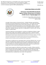 Statement by the Delegation of the United States of America on Russia’s intensified missile attacks against critical civilian infrastructure in Ukraine amidst ongoing Russian aggression