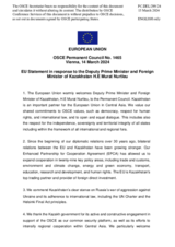 Statement by the Belgian EU Presidency in response to the address by the Deputy Prime Minister – Minister of Foreign Affairs of the Republic of Kazakhstan, H.E. Mr. Murat Nurtleu