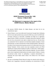 Statement by the Belgian EU Presidency in response to the report by the Director of the Office for Democratic Institutions and Human Rights, Mr. Matteo Mecacci