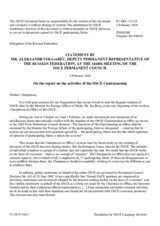 Statement by the Delegation of the Russian Federation on the visit of the OSCE Chairperson-in-Office, H.E. Mr. I. Borg, to Ukraine on 2 and 3 February 2024