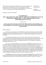 Statement by the Delegation of the Russian Federation on reasons for the OSCE/ODIHR’s absence from international observation of the 2024 presidential election in the Russian Federation, to be held from 15 to 17 March 2024