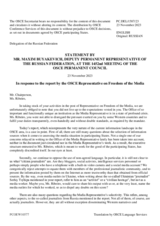 Statement by the Delegation of the Russian Federation in response to the report by the OSCE Representative on Freedom of the Media, Ms. Teresa Ribeiro