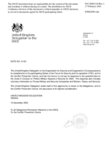 Response by the Delegation of the United Kingdom to the Questionnaire on the Code of Conduct on Politico-Military Aspects of Security Response by the Delegation of the United Kingdom to the Questionnaire on the Code of Conduct on Politico-Military Aspects of Security
