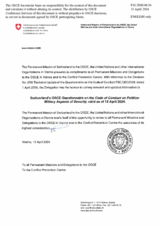 Response by the Delegation of Switzerland to the Questionnaire on the Code of Conduct on Politico-Military Aspects of Security