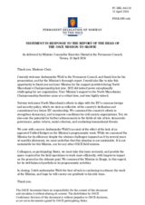 Statement by the Delegation of Norway in response to the report by the Head of the OSCE Mission to Skopje, Ambassador Kilian Wahl