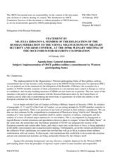 Statement by the Delegation of the Russian Federation on politico-military events organized at the OSCE and implementation of OSCE politico-military commitments