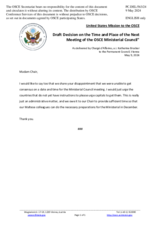 Statement by the Delegation of the United States of America on the Draft Decision on the Time and Place of the Next Meeting of the OSCE Ministerial Council