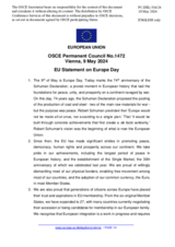 Statement by the Belgian EU Presidency on the Europe Day, observed on 9 May 2024