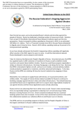 Statement by the Delegation of the United States of America on the Russian Federation’s ongoing aggression against Ukraine