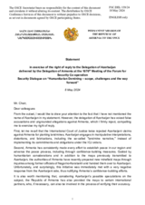 Statement by the Delegation of Armenia in response to the statement by the Delegation of Azerbaijan