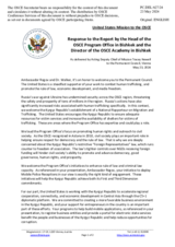 Statement by the Delegation of the United States of America in response to the report by the Head of the OSCE Programme Office in Bishkek, Ambassador Alexey Rogov, and the Director of the OSCE Academy in Bishkek, Dr. Kate E. Walker