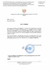 Response by the Delegation of Cyprus to the Questionnaire on the Code of Conduct on Politico-Military Aspects of Security Response by the Delegation of Cyprus to the Questionnaire on the Code of Conduct on Politico-Military Aspects of Security