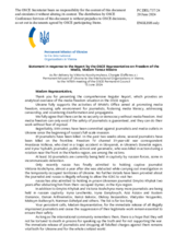 Statement by the Delegation of Ukraine in response to the report by the OSCE Representative on Freedom of the Media, Ms. Teresa Ribeiro