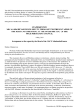 Statement by the Delegation of the Russian Federation in response to the report by the Head of the OSCE Mission in Kosovo, Ambassador Michael Davenport