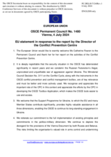 Statement by the Hungarian EU Presidency in response to the report by the Director of the Conflict Prevention Centre, Ms. Catherine Fearon