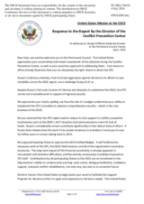 Statement by the Delegation of the United States of America in response to the report by the Director of the Conflict Prevention Centre, Ms. Catherine Fearon